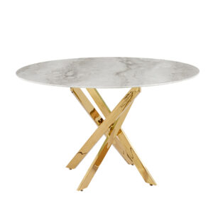TABLE REPAS JESSICA GOLD MARBRE GREIGE 120x75cm