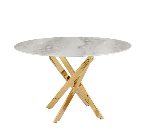 TABLE REPAS JESSICA GOLD MARBRE GREIGE 120x75cm