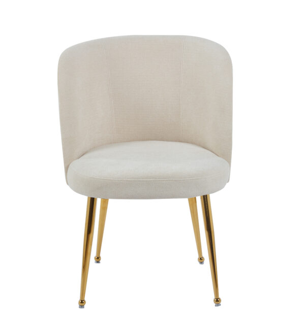 CHAISE SACHA PIEDS GOLD ASSISE ECRU TISSU EFFET LIN