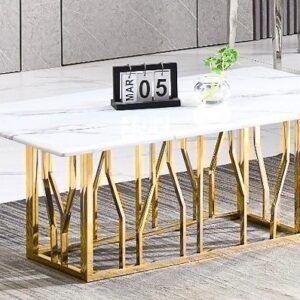 TABLE BASSE PORTOFINO GOLD MARBRE BLANC 120X70 cm