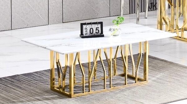 TABLE BASSE PORTOFINO GOLD MARBRE BLANC 120X70 cm