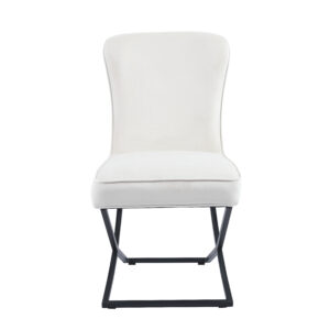 CHAISE GABRIELLE METAL NOIR VELOURS ECRU