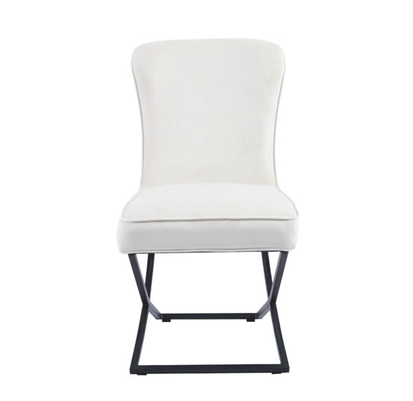 CHAISE GABRIELLE METAL NOIR VELOURS ECRU