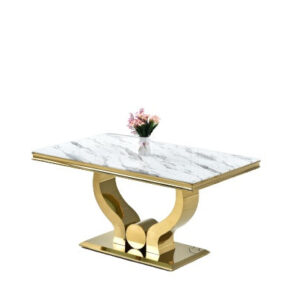 Table à manger TROFY 6 à 8 personnes gold verre 180x90 cm