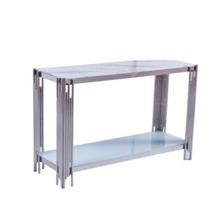 Console FLUTE Chrome plateau verre 120x40x78 cm