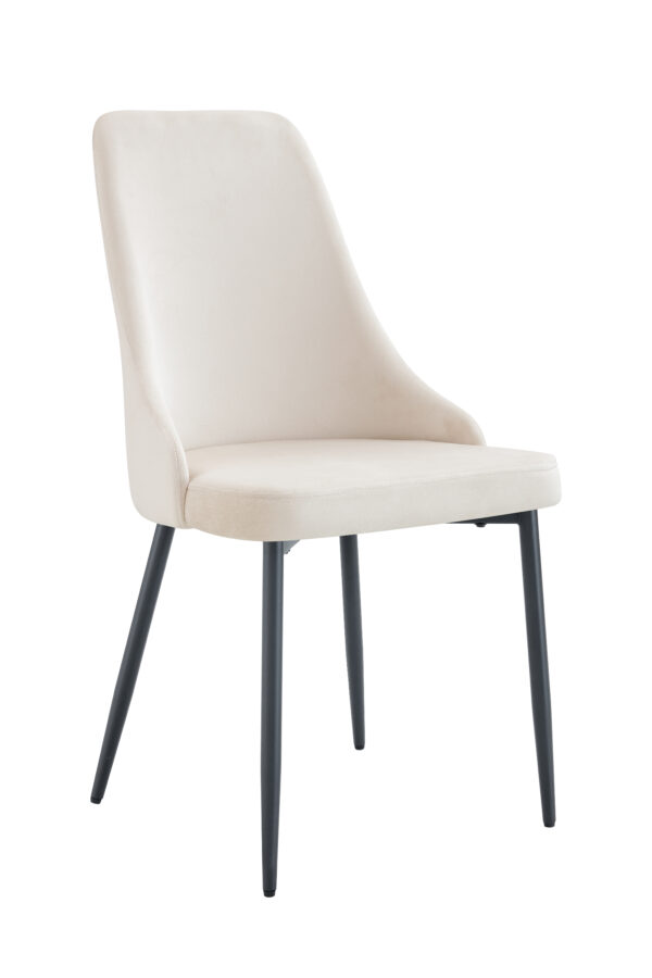 CHAISE BELIZE PIED METAL NOIR VELOURS BEIGE