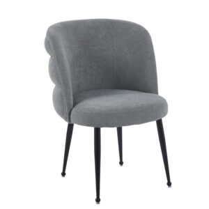CHAISE SACHA PIEDS METAL NOIR ASSISE ANTHRACITE TISSU EFFET LIN