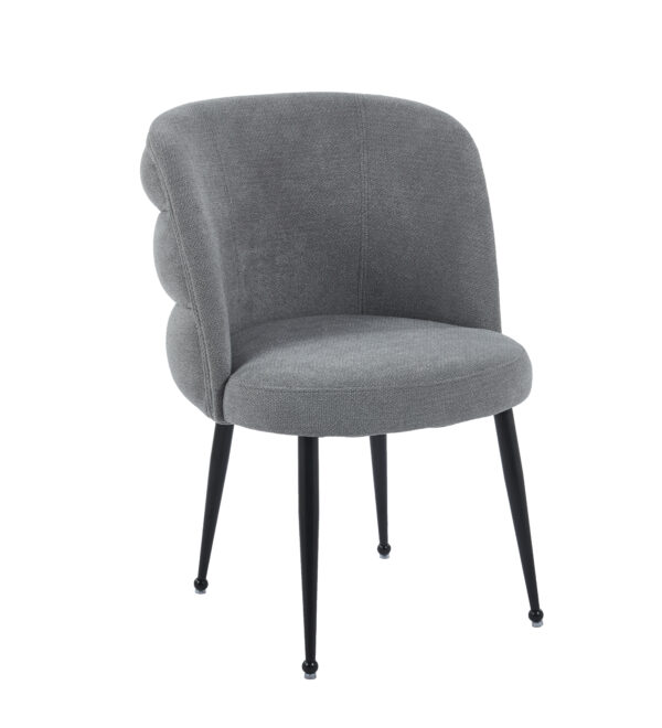 CHAISE SACHA PIEDS METAL NOIR ASSISE ANTHRACITE TISSU EFFET LIN