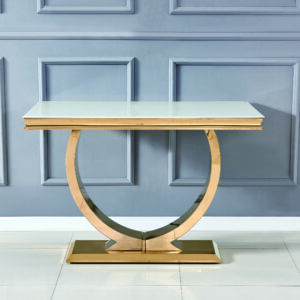 CONSOLE OMEGA GOLD RESINE BLANCHE 120x40x78 cm