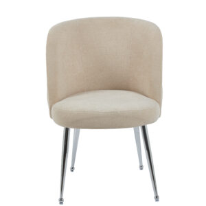 CHAISE SACHA PIEDS CHROME ASSISE MOKA TISSU EFFET LIN