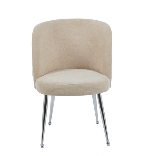 CHAISE SACHA PIEDS CHROME ASSISE MOKA TISSU EFFET LIN