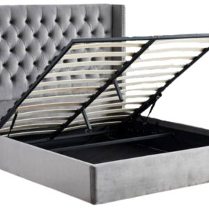 Lit COFFRE 2 places 160X200 cm CLOUTE velours
