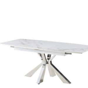 Table extensible BIANCA Chrome plateau Céramique