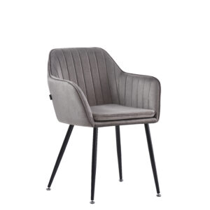 CHAISE AVEC ACCOUDOIR KANVAS PIEDS METAL NOIR VELOURS ANTHRACITE