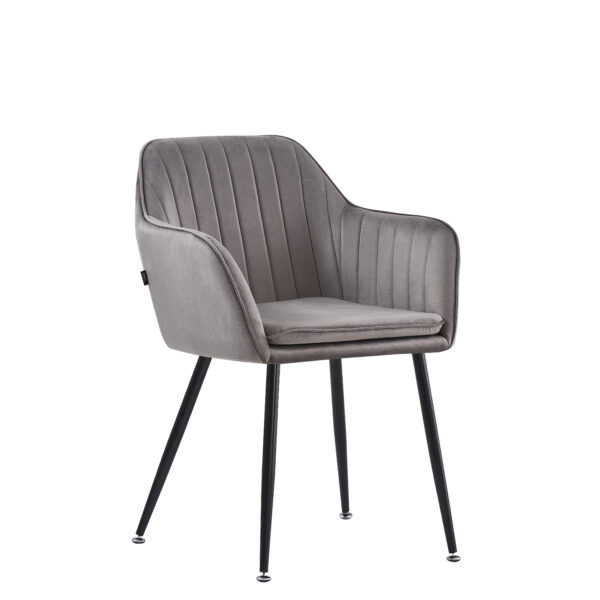 CHAISE AVEC ACCOUDOIR KANVAS PIEDS METAL NOIR VELOURS ANTHRACITE
