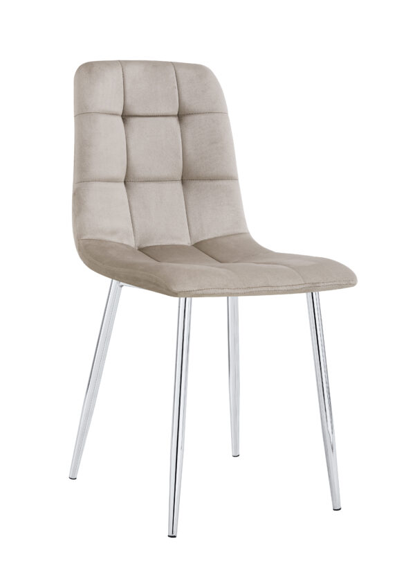 CHAISE ELISA PIED CHROME VELOURS TAUPE