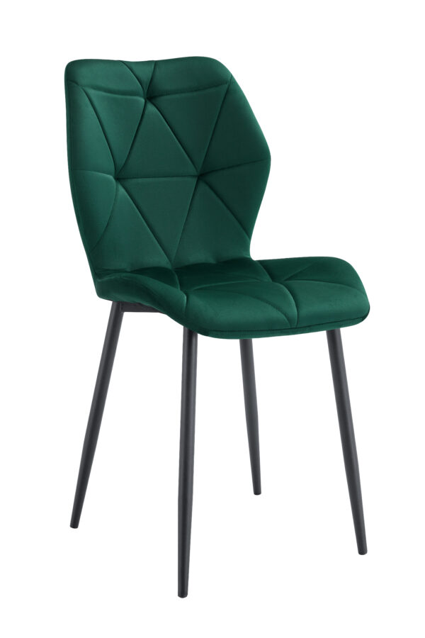 CHAISE COQUILLAGE VERT SAPIN PIED METAL NOIR