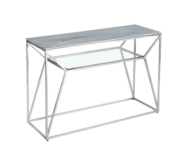 CONSOLE CHERYL EN CHROME MARBRE BLANC 120x40x78 cm