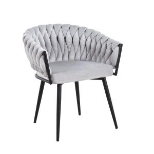 Lot de 2 chaises TRESSEES Velours Pied en métal noir
