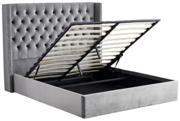 Lit COFFRE 2 places 180X200 cm cm CLOUTE velours