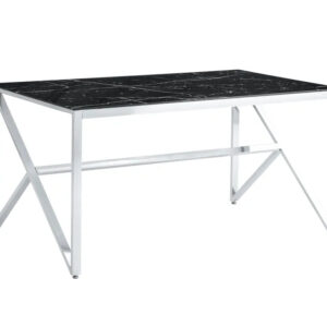 Table à manger MAJESTIQUE Chrome Plateau en verre trempé