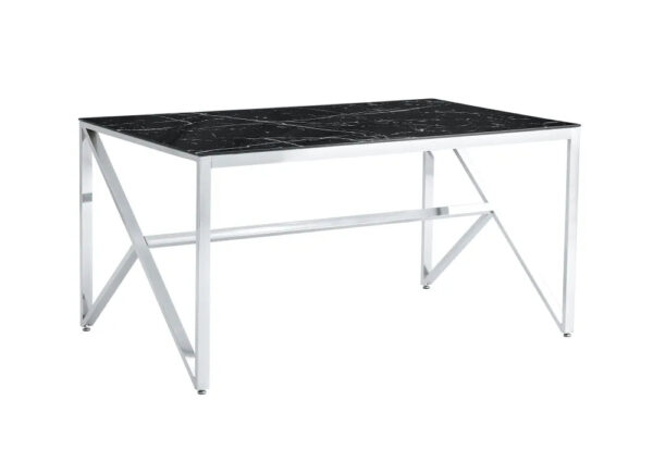 Table à manger MAJESTIQUE Chrome Plateau en verre trempé