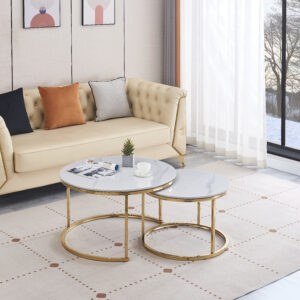 TABLE BASSE GIGOGNE GOLD CERAMIQUE 80x45cm+60x38cm