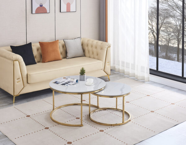 TABLE BASSE GIGOGNE GOLD CERAMIQUE 80x45cm+60x38cm