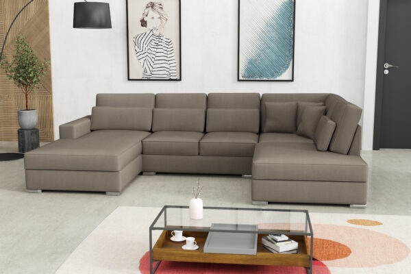 CANAPE BRISTOL EN U VELOURS MOKA 400x230x94cm
