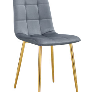 CHAISE ELISA PIED GOLD VELOURS GRIS