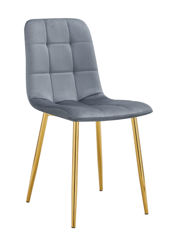 CHAISE ELISA PIED GOLD VELOURS GRIS