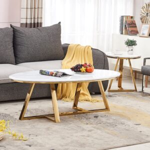 TABLE BASSE GAMMA GOLD PIERRE MARBRE 120 x 60 x 45 CM