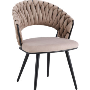 CHAISE CAROLINA PIEDS METAL NOIR VELOURS TAUPE