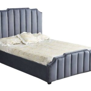 Lit adulte 2 places 140x190 cm PEPPER velours clo?té sommier inclus