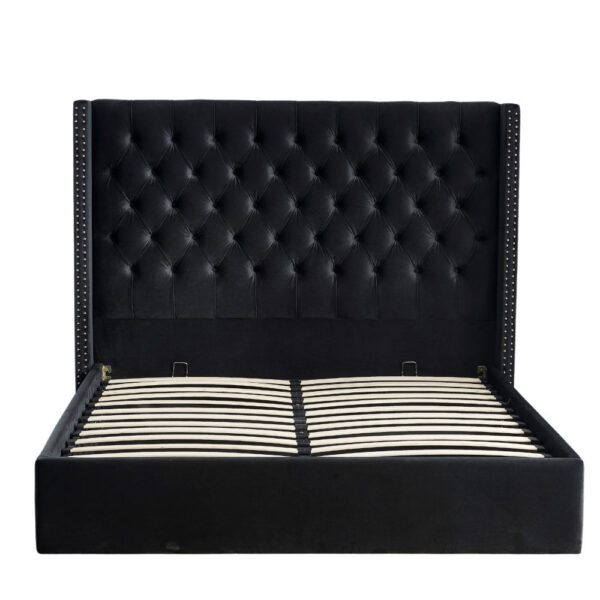 Lit COFFRE 2 places 160X200 cm CLOUTE velours