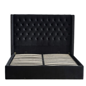 Lit COFFRE 2 places 180X200 cm cm CLOUTE velours