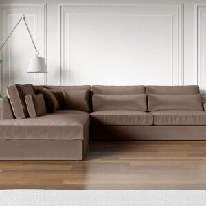 CANAPE LE BRISTOLA ANGLE GAUCHE VELOURS MOKA 315X230cm