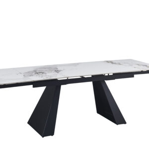 TABLE EXTENSIBLE A RALLONGE  GULLIVER 160/240cm METAL NOIR MARBRE BLANC