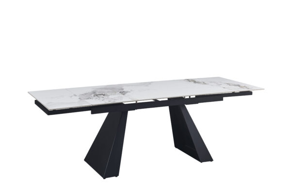 TABLE EXTENSIBLE A RALLONGE  GULLIVER 160/240cm METAL NOIR MARBRE BLANC