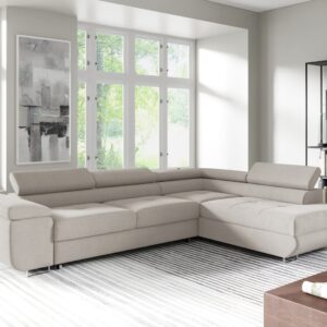 CANAPE TOULOUSE ANGLE DROIT CONVERTIBLE BEIGE IMPRIME 275x205cm