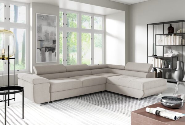 CANAPE TOULOUSE ANGLE DROIT CONVERTIBLE BEIGE IMPRIME 275x205cm