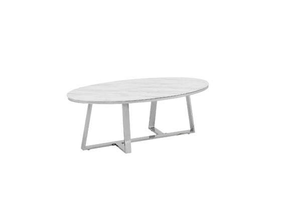 TABLE BASSE GAMMA CHROME MARBRE BLANC 120x60x45 cm