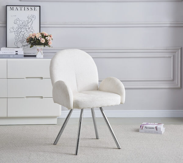 CHAISE AVEC ACCOUDOIR MIMI CHROME ECRU