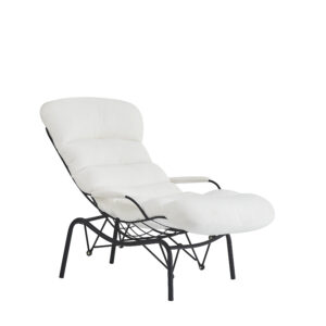 FAUTEUIL MONICA METAL NOIR DOUDOU BLANC