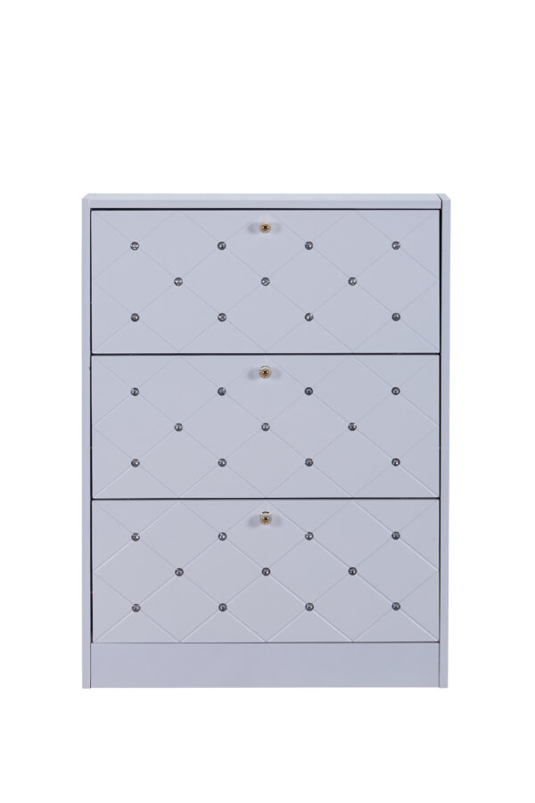 MEUBLE À CHAUSSURES EN STRASS 3 PORTES BLANC 110x17x80cm
