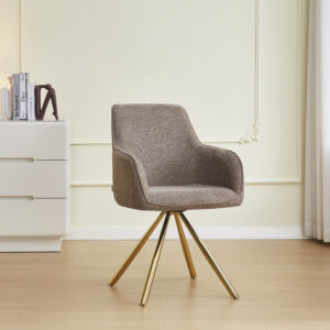 CHAISE AVEC ACCOUDOIR LOLA PIED GOLD TISSU TAUPE