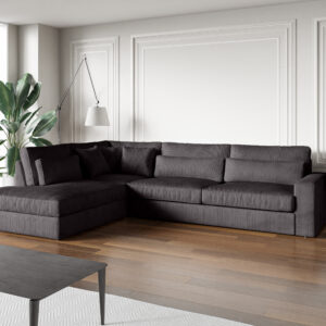 CANAPE LE BRISTOLA ANGLE GAUCHE COTELE ARDOISE 315X230cm