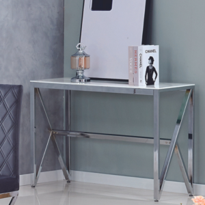 CONSOLE MAJESTIQUE CHROME MARBRE BLANC 120x40x78 cm