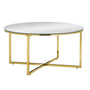 TABLE BASSE LORIE PIED GOLD MIROIR 90CM