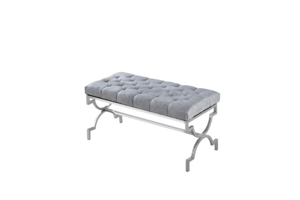 Banquette CROSS Capitonnée Chrome Velours Gris
